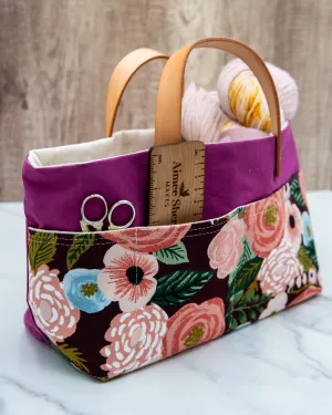 Mini Basket Project Bag - Handmade Project Bags for Knitting/Crochet