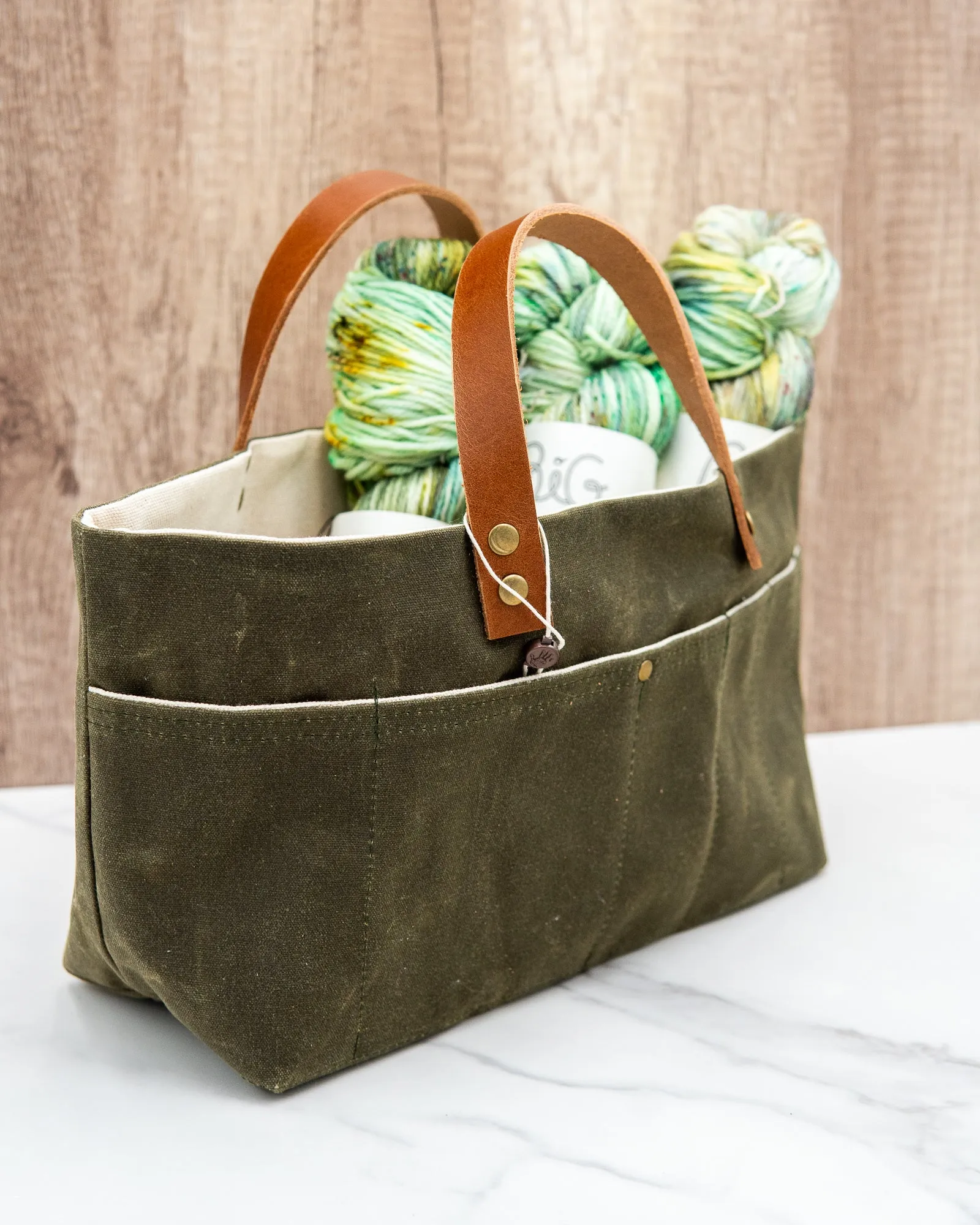 Mini Basket Project Bag - Handmade Project Bags for Knitting/Crochet