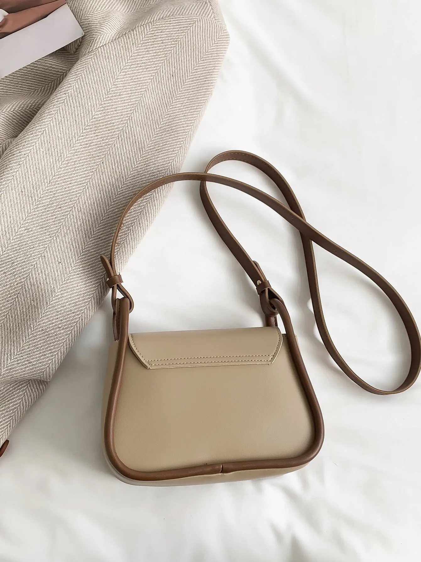 Mini Button Decor Flap Square Bag With Bag Charm - Multicolor