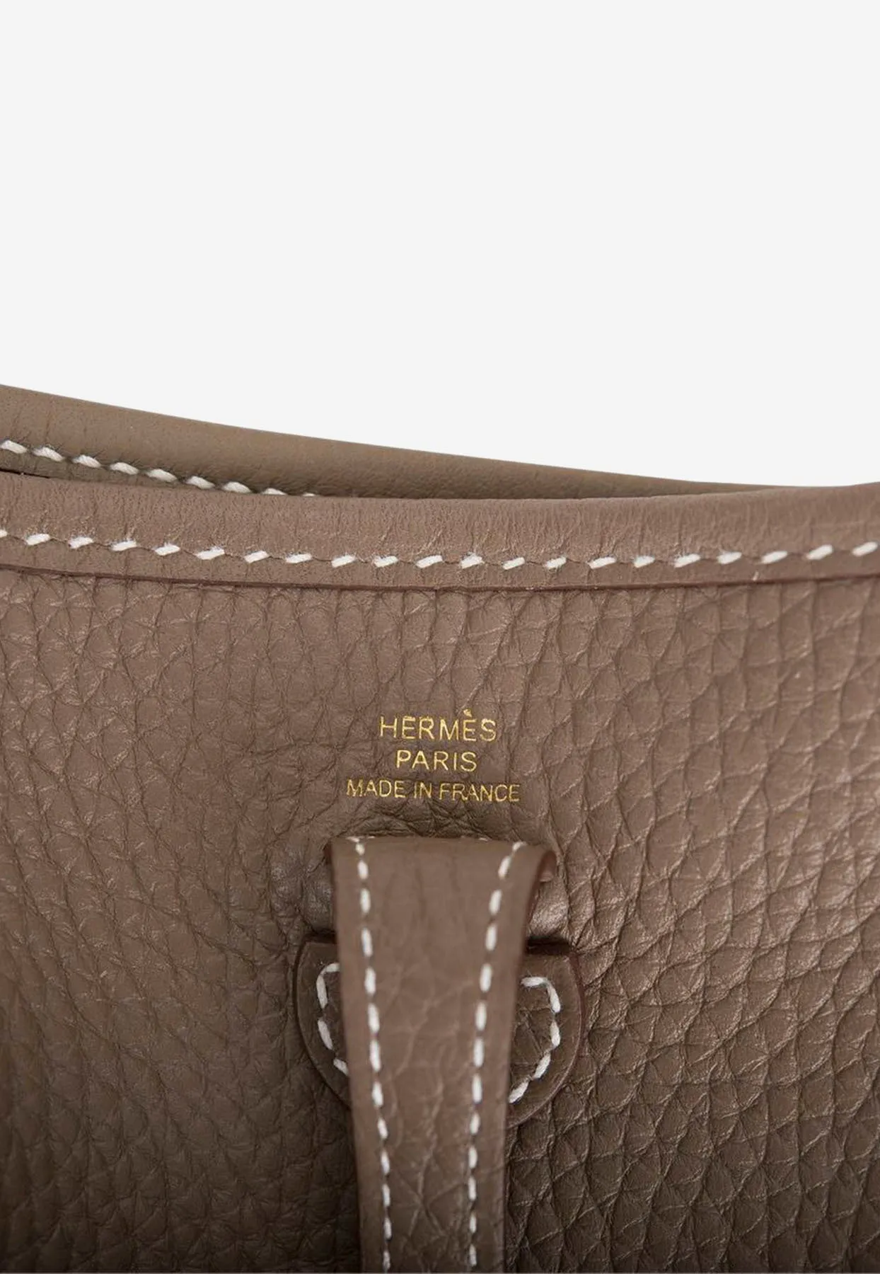 Mini Evelyne 16 Amazone in Etoupe Taurillon Clemence with Gold Hardware