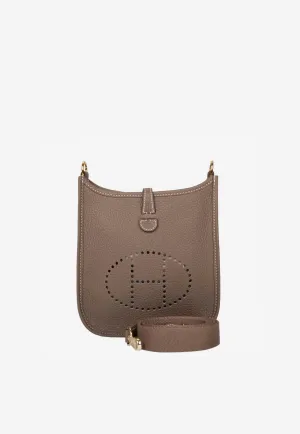 Mini Evelyne 16 Amazone in Etoupe Taurillon Clemence with Gold Hardware