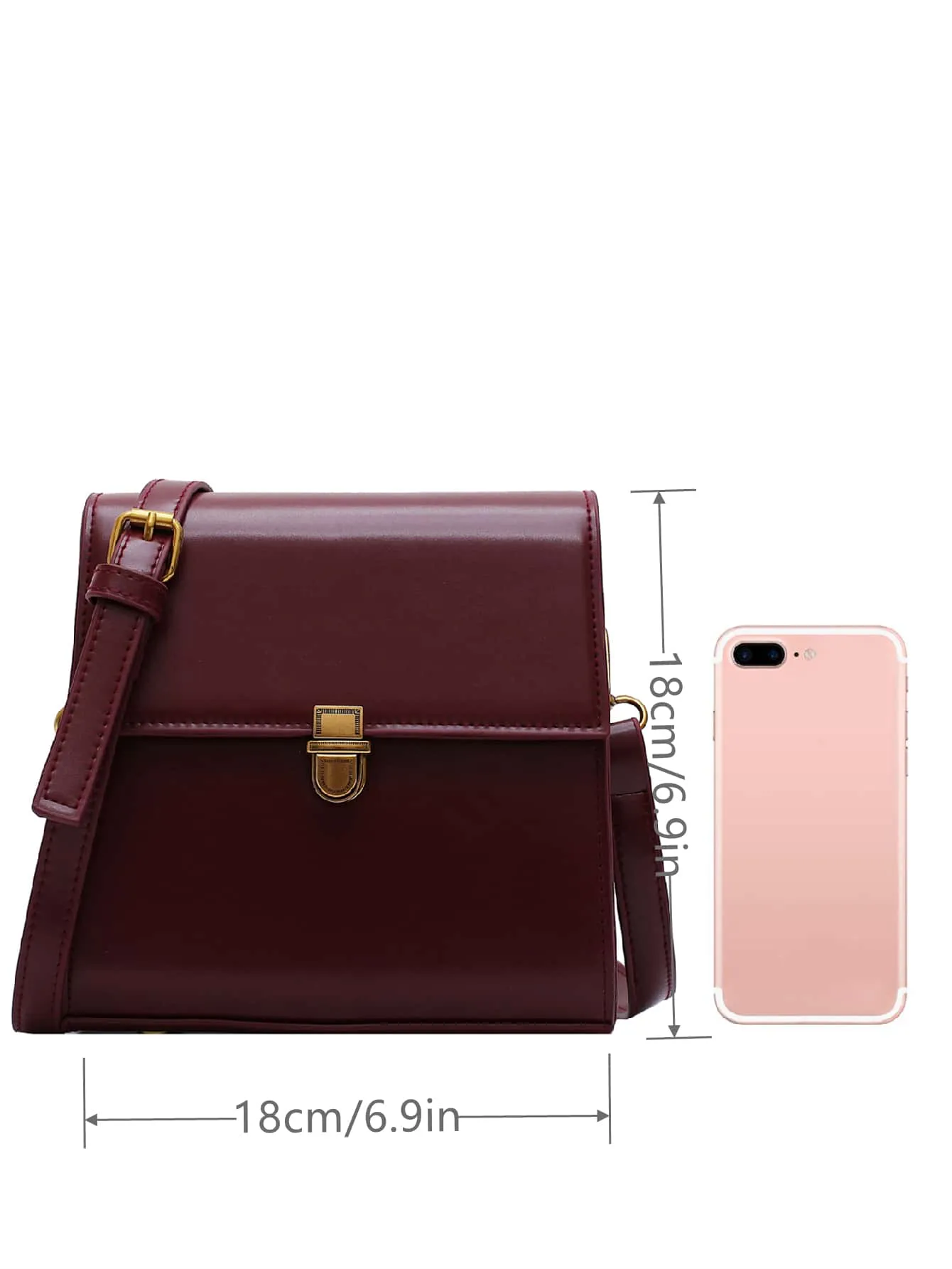 Mini Push Button Flap Square Bag Solid Color Leather Crossbody Bags