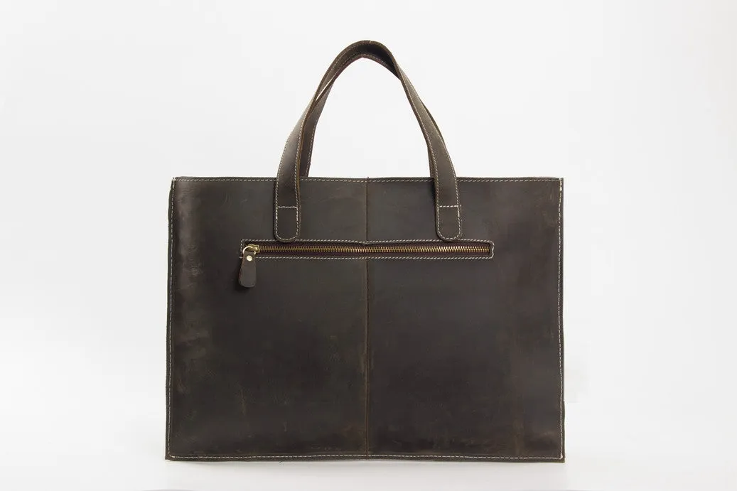 Minimalist Leather Briefcase Laptop Bag Designer Handbag ZB02