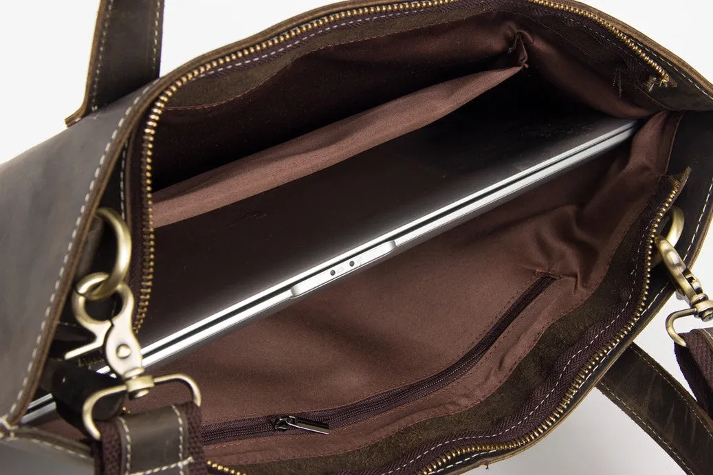 Minimalist Leather Briefcase Laptop Bag Designer Handbag ZB02