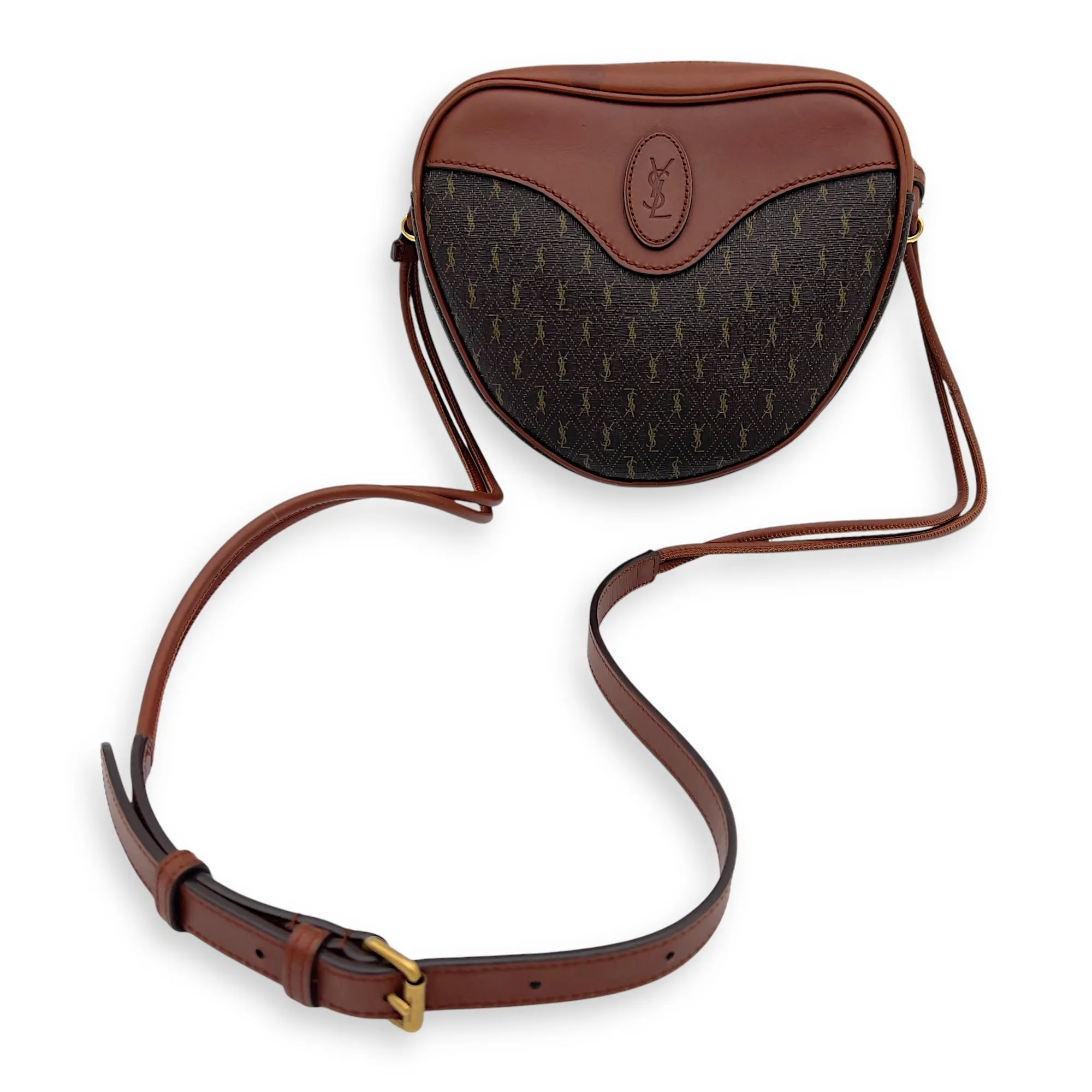 Mongramme Heart Crossbody Bag Black in Coated Canvas, Gold hardware
