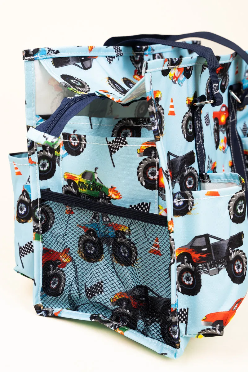 Monster Truck Rally Utility Tote with Navy Trim