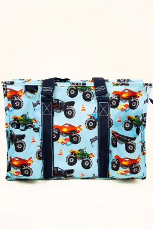 Monster Truck Rally Utility Tote with Navy Trim