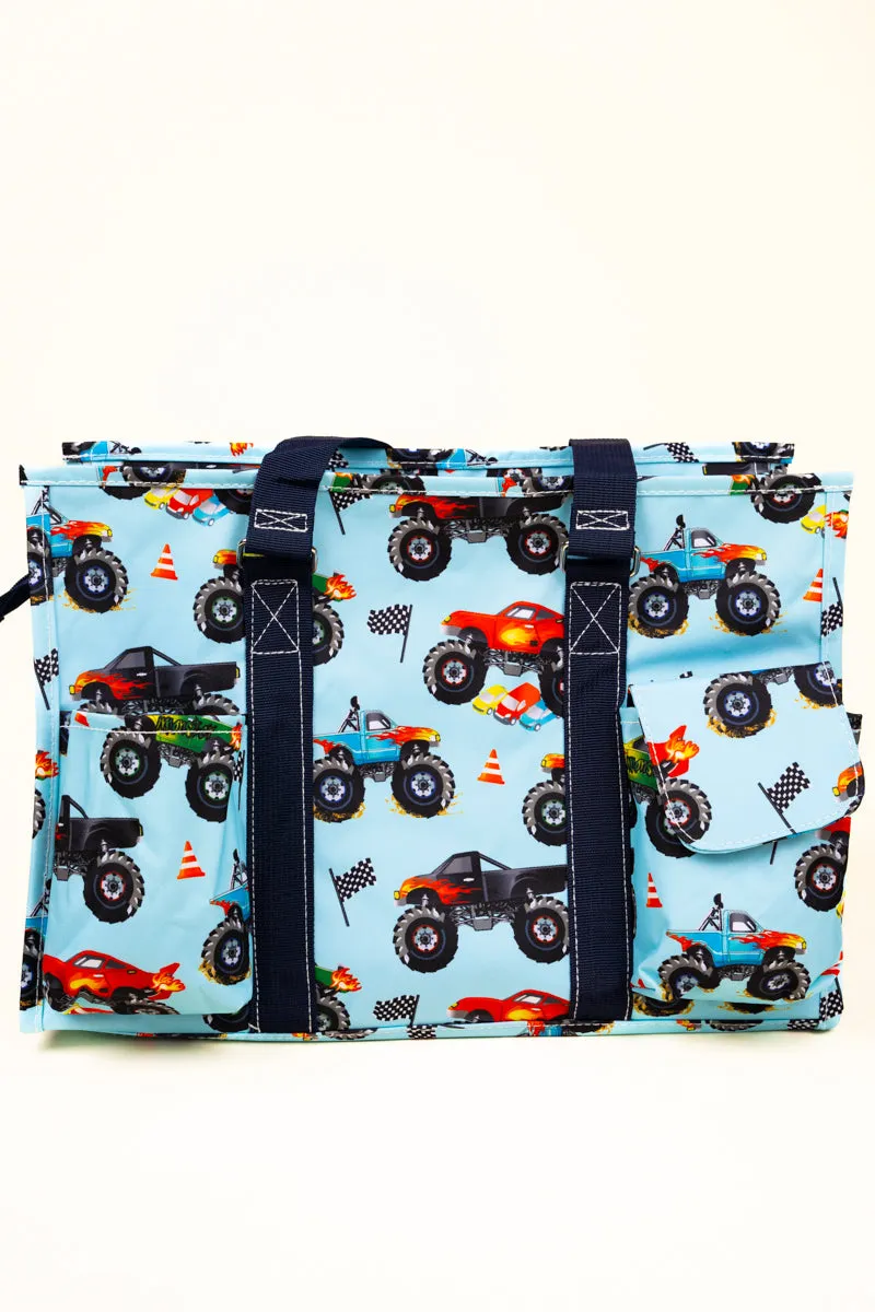 Monster Truck Rally Utility Tote with Navy Trim