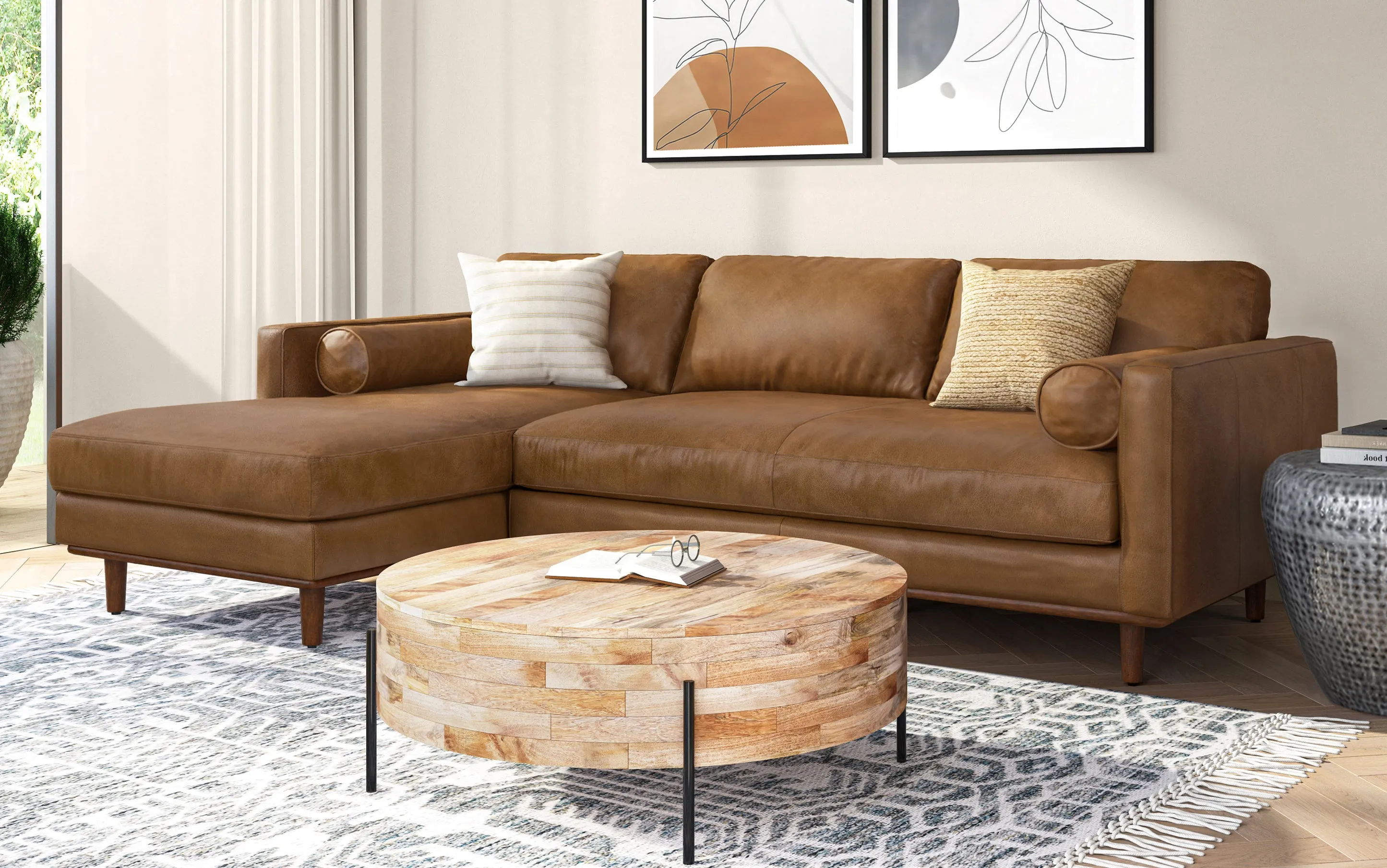 Morrison Left Sectional in Genuine Leather
