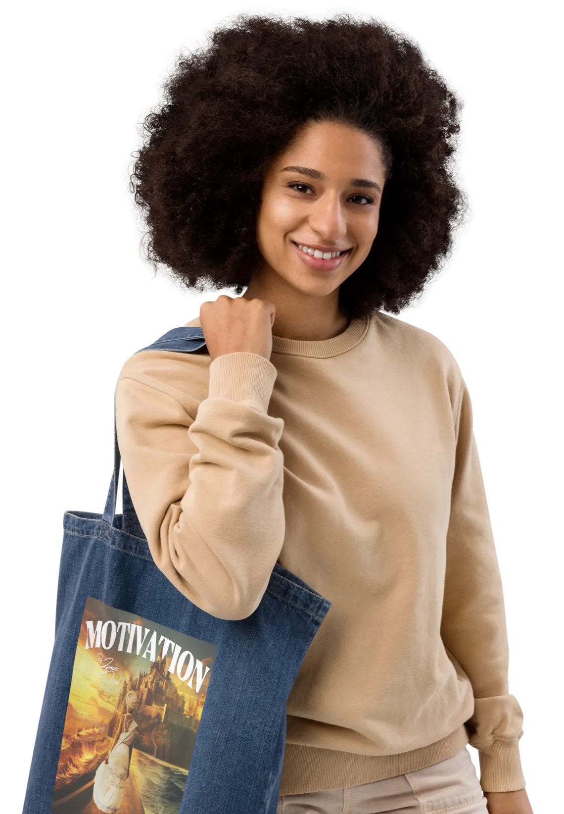 Motivation Organic Denim Tote Bag 2