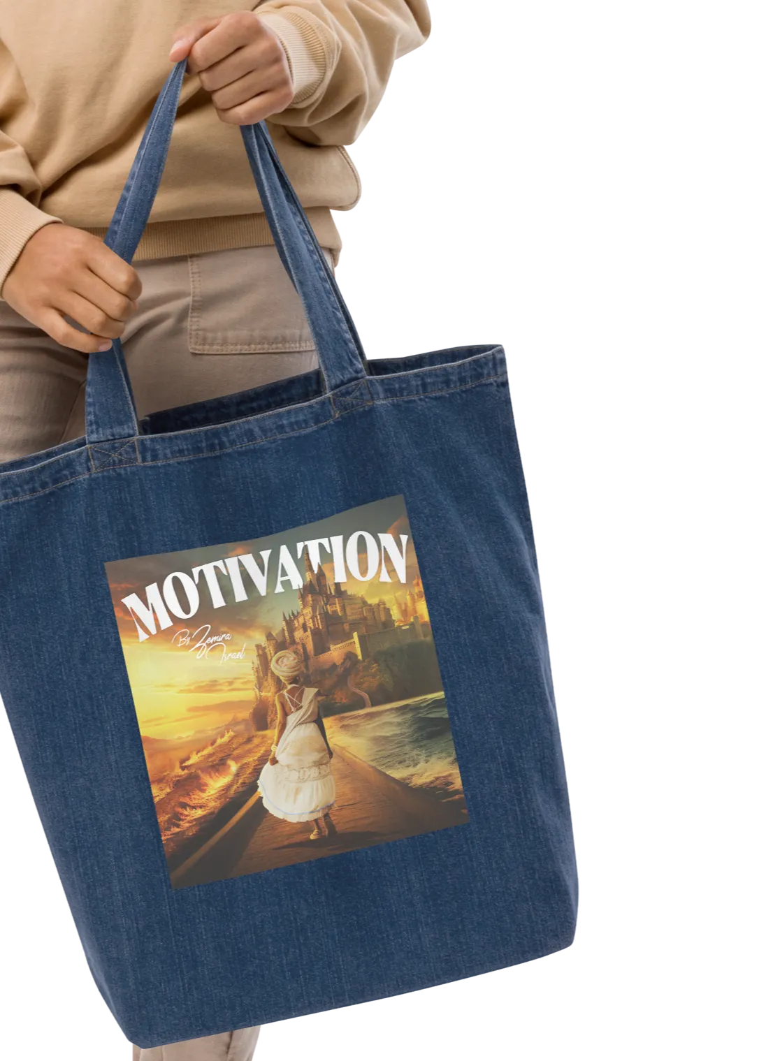 Motivation Organic Denim Tote Bag 2