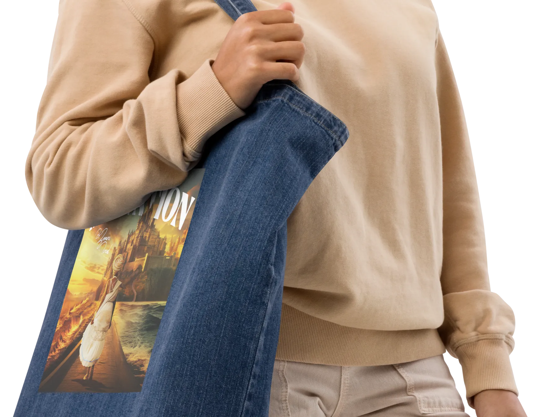 Motivation Organic Denim Tote Bag 2