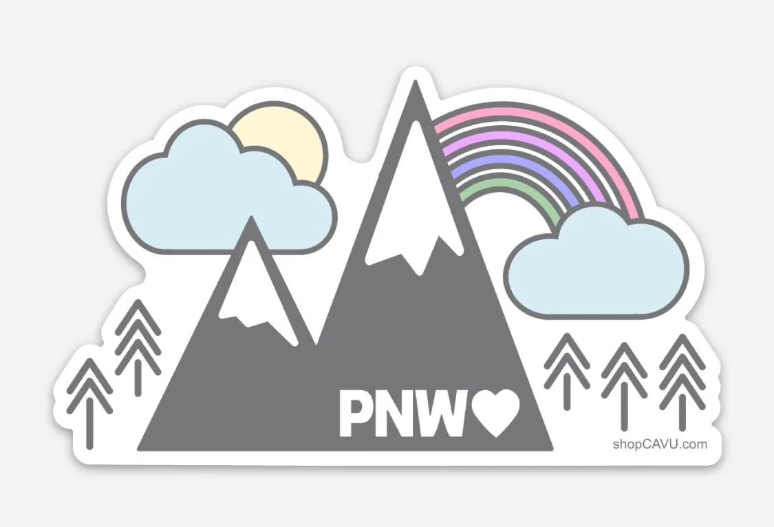 Mountains   Rainbows PNW 3” Sticker / Decal