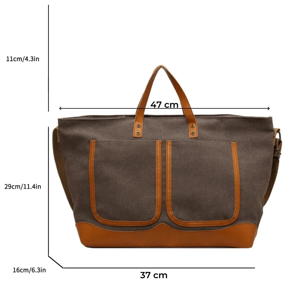 Multi Pockets Canvas Large Tote Bags/Shopper Shoulder Bag For Women