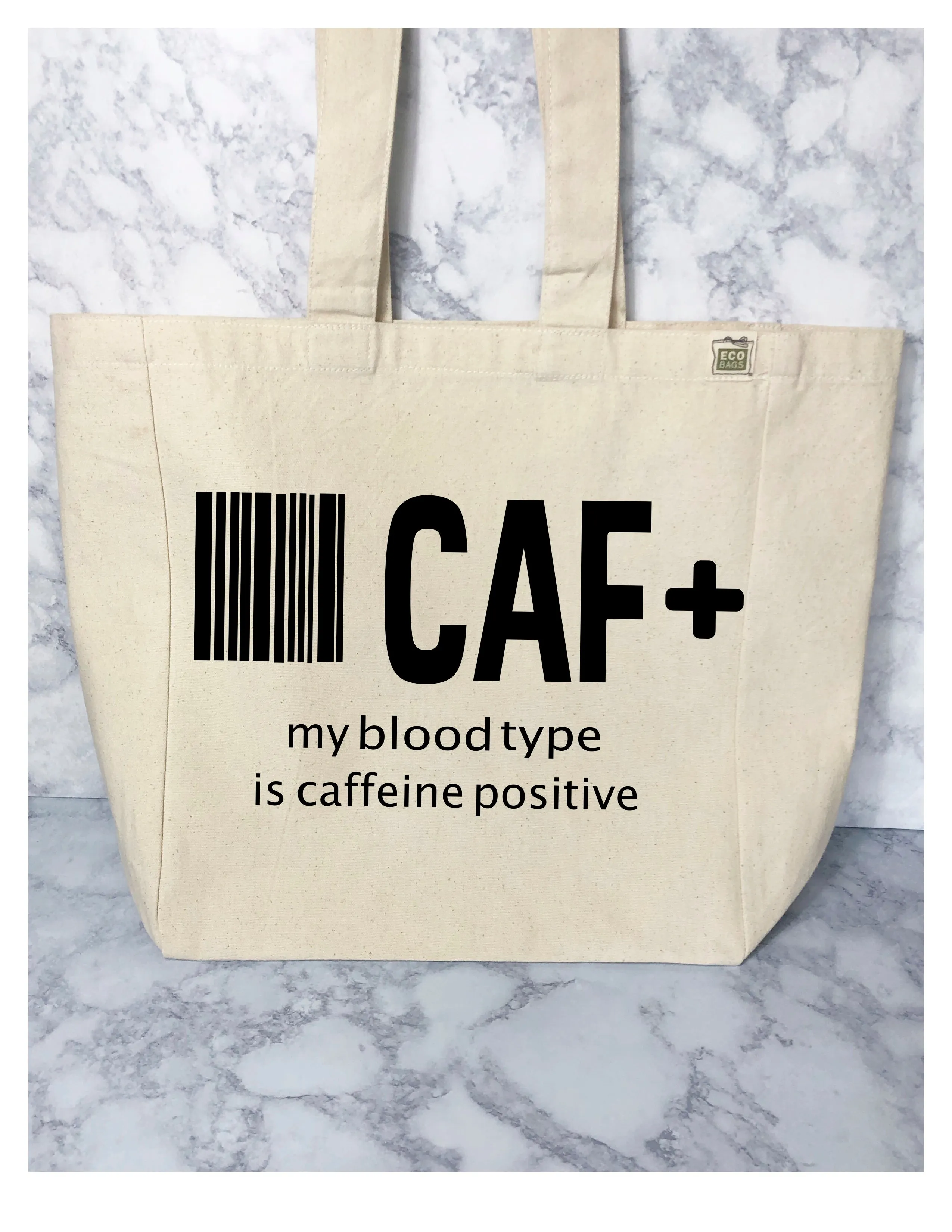 my blood type is caffeine positive - tote bag