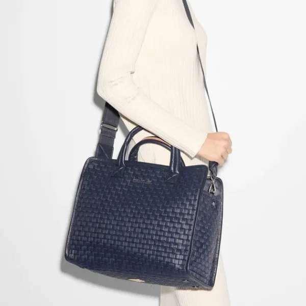 MZ Wallace Medium Woven Box Tote in Navy Dawn