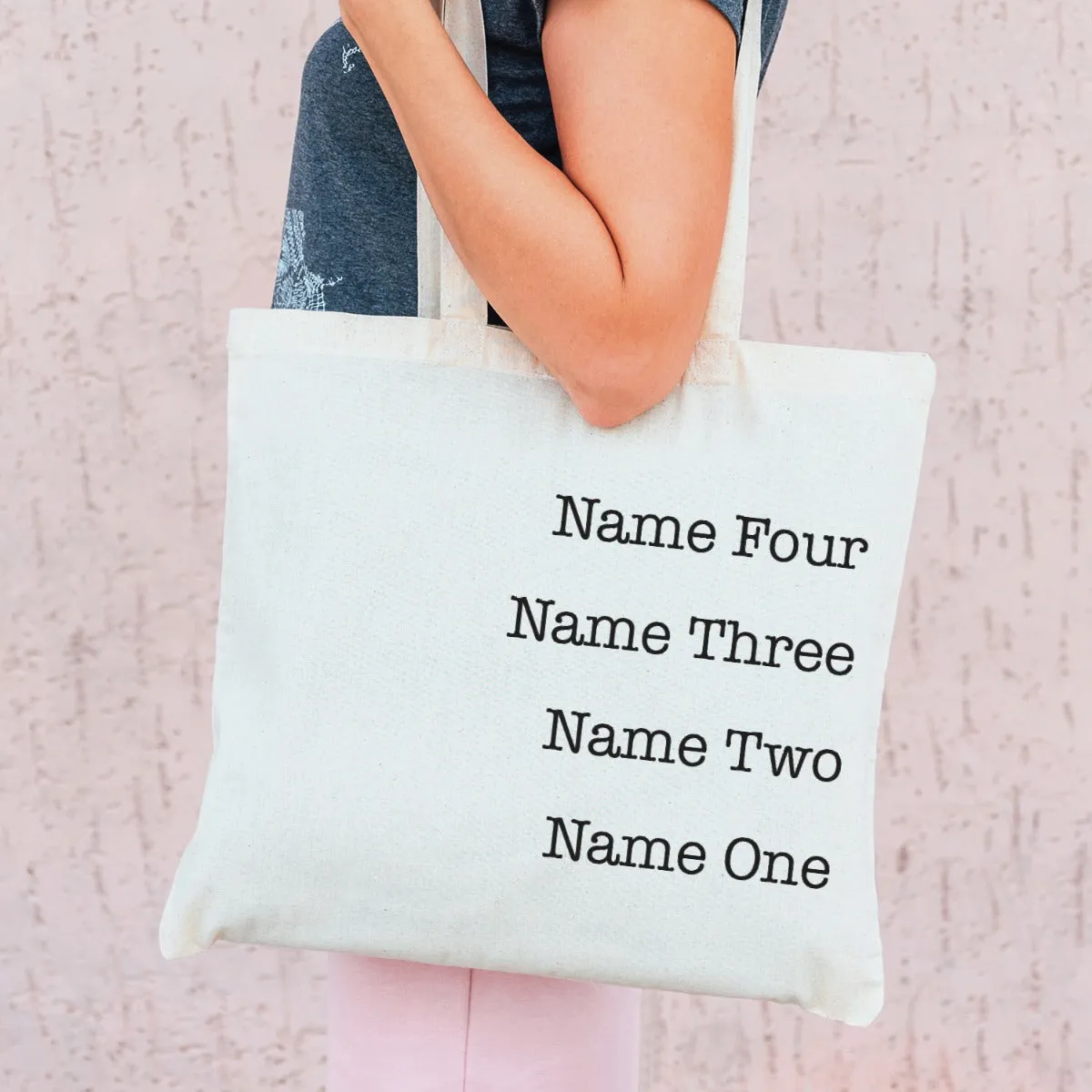 Names Personalized Tote Bag With 4 Names