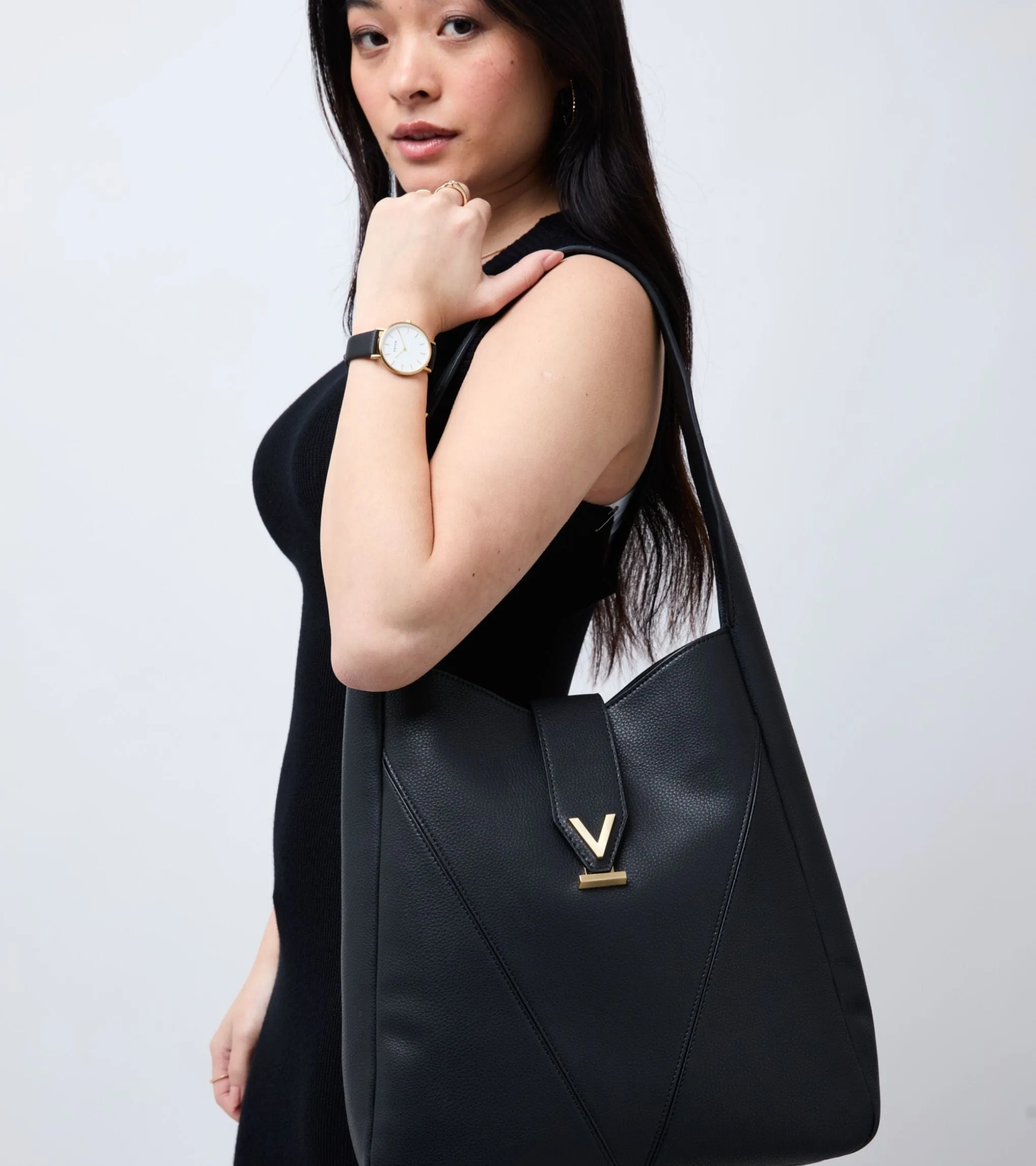 Nancy Vegan Bio-Based Bamboo Leather Tote Bag | Black