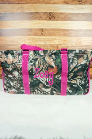 Natural Camo with Hot Pink Trim Collapsible Haul-It-All Basket with Mesh Pockets