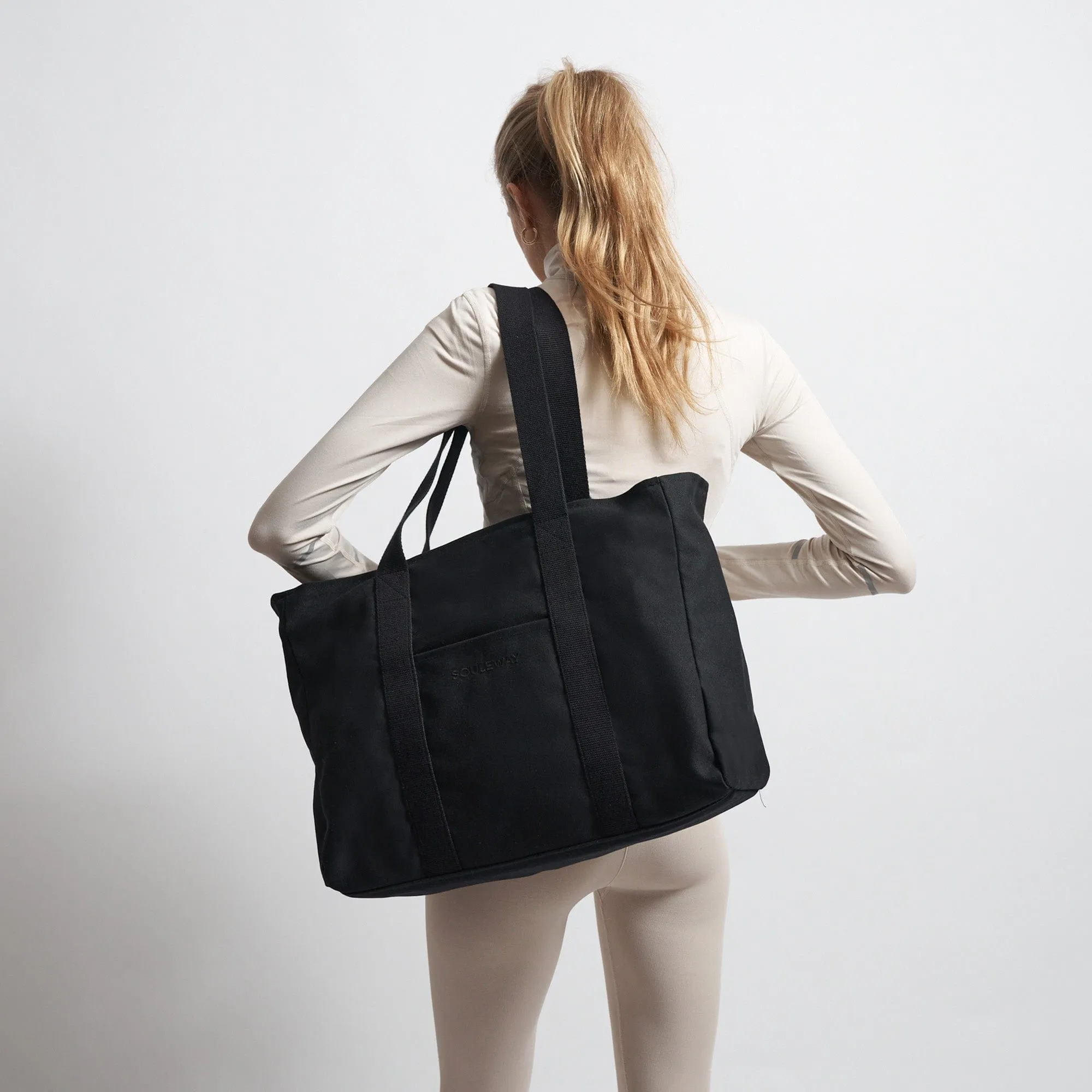 Natural Cotton Canvas Yoga Tote | Sand & Pink