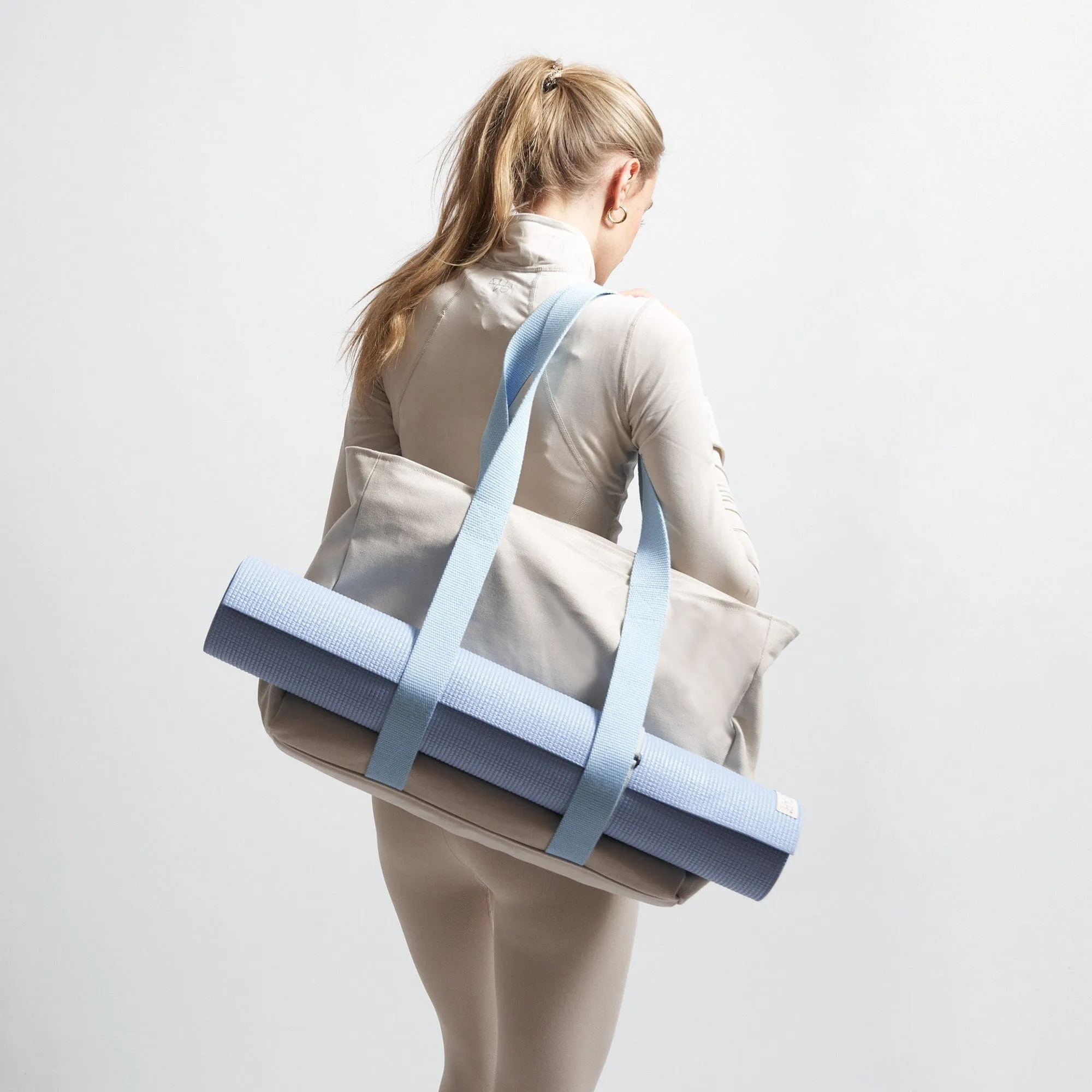 Natural Cotton Canvas Yoga Tote | Sand & Pink