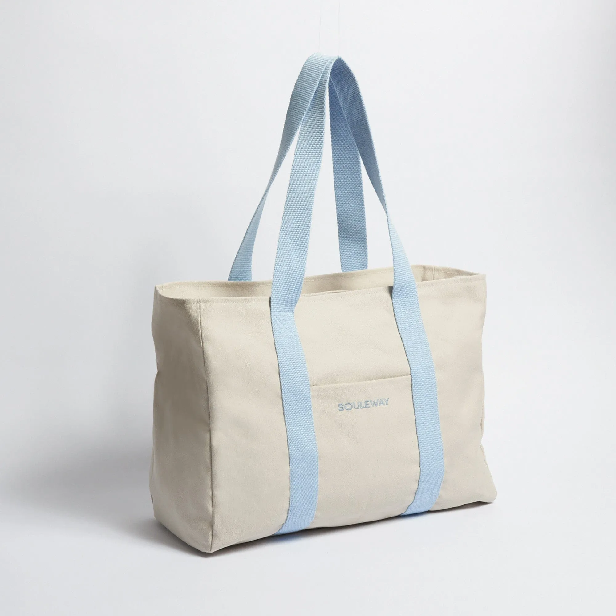 Natural Cotton Canvas Yoga Tote | Sand & Pink