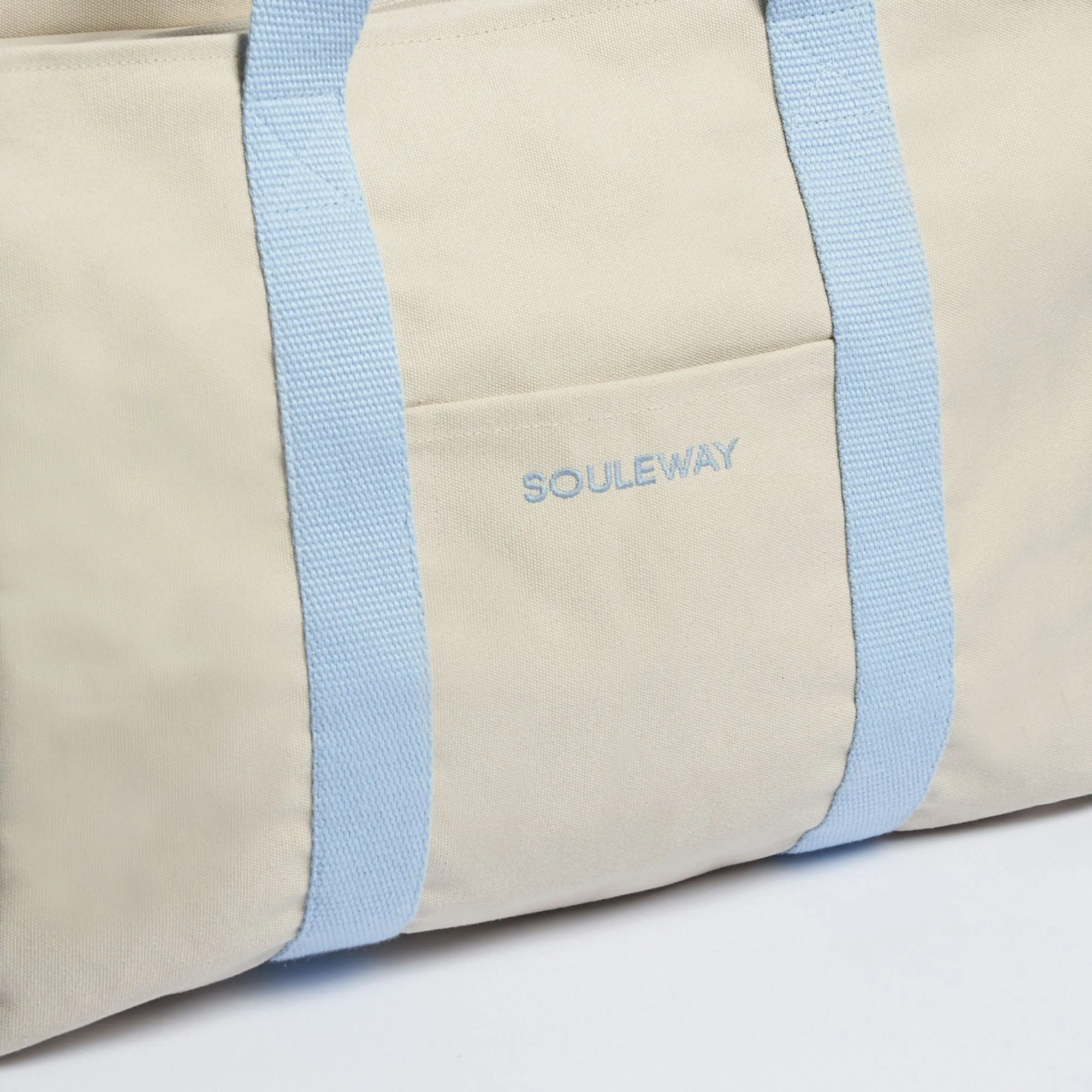 Natural Cotton Canvas Yoga Tote | Sand & Pink