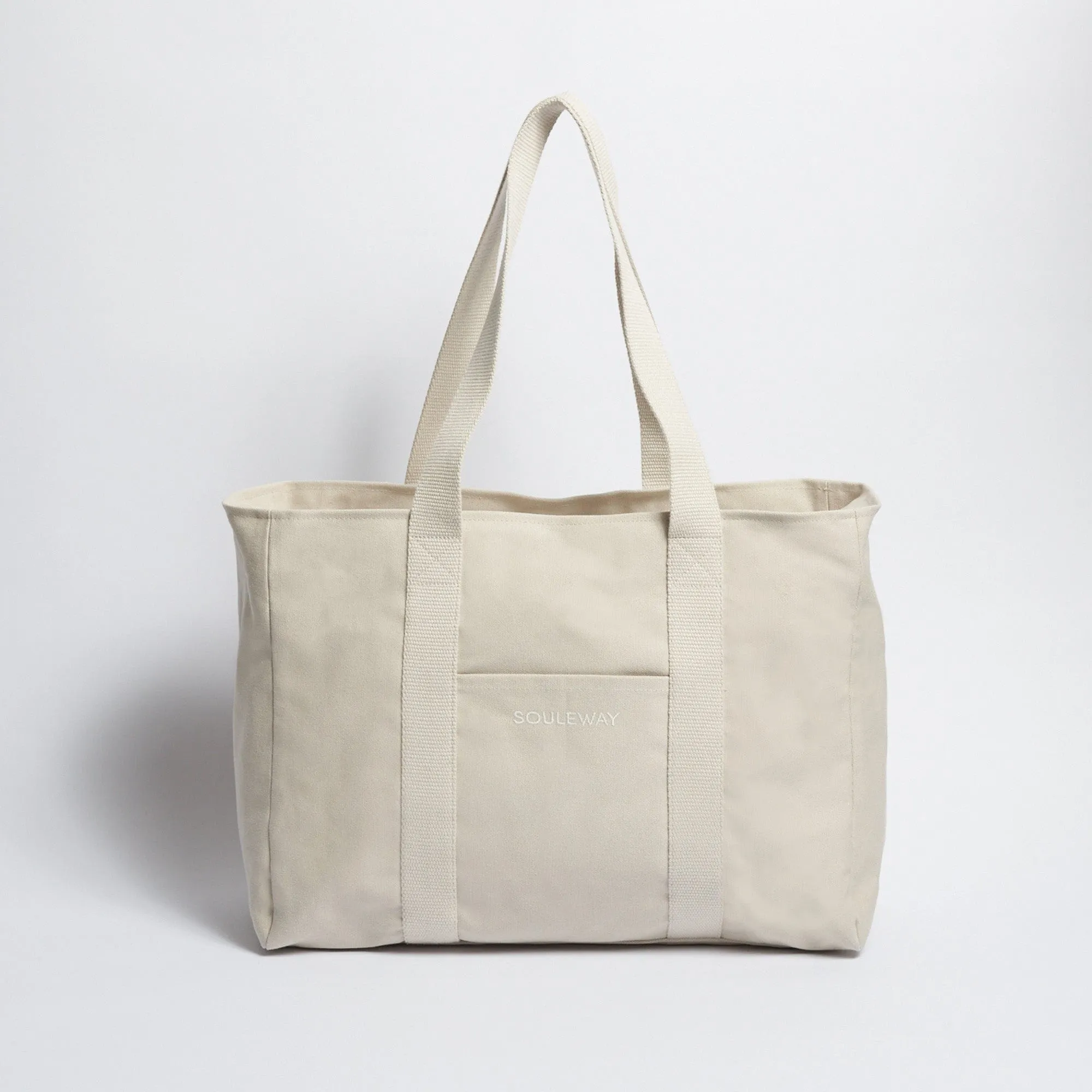 Natural Cotton Canvas Yoga Tote | Sand & Pink