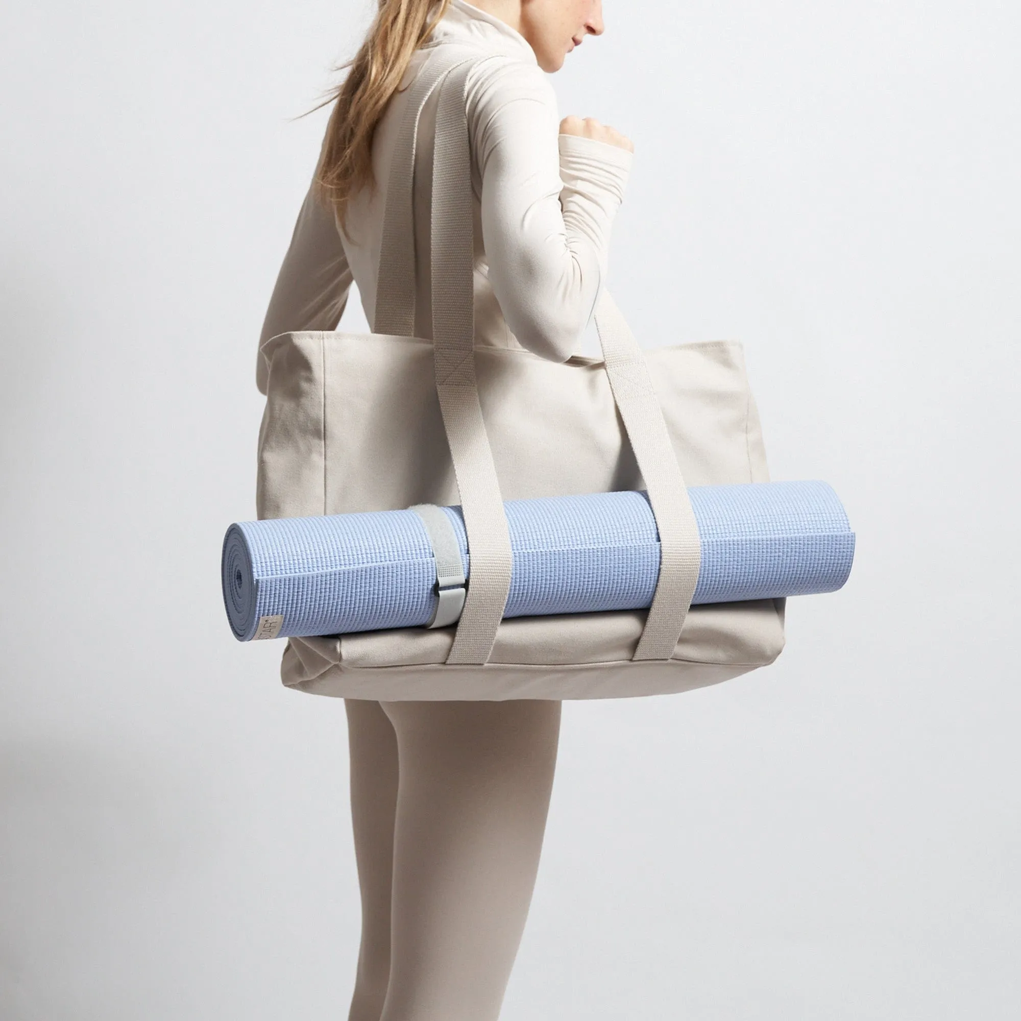 Natural Cotton Canvas Yoga Tote | Sand & Pink