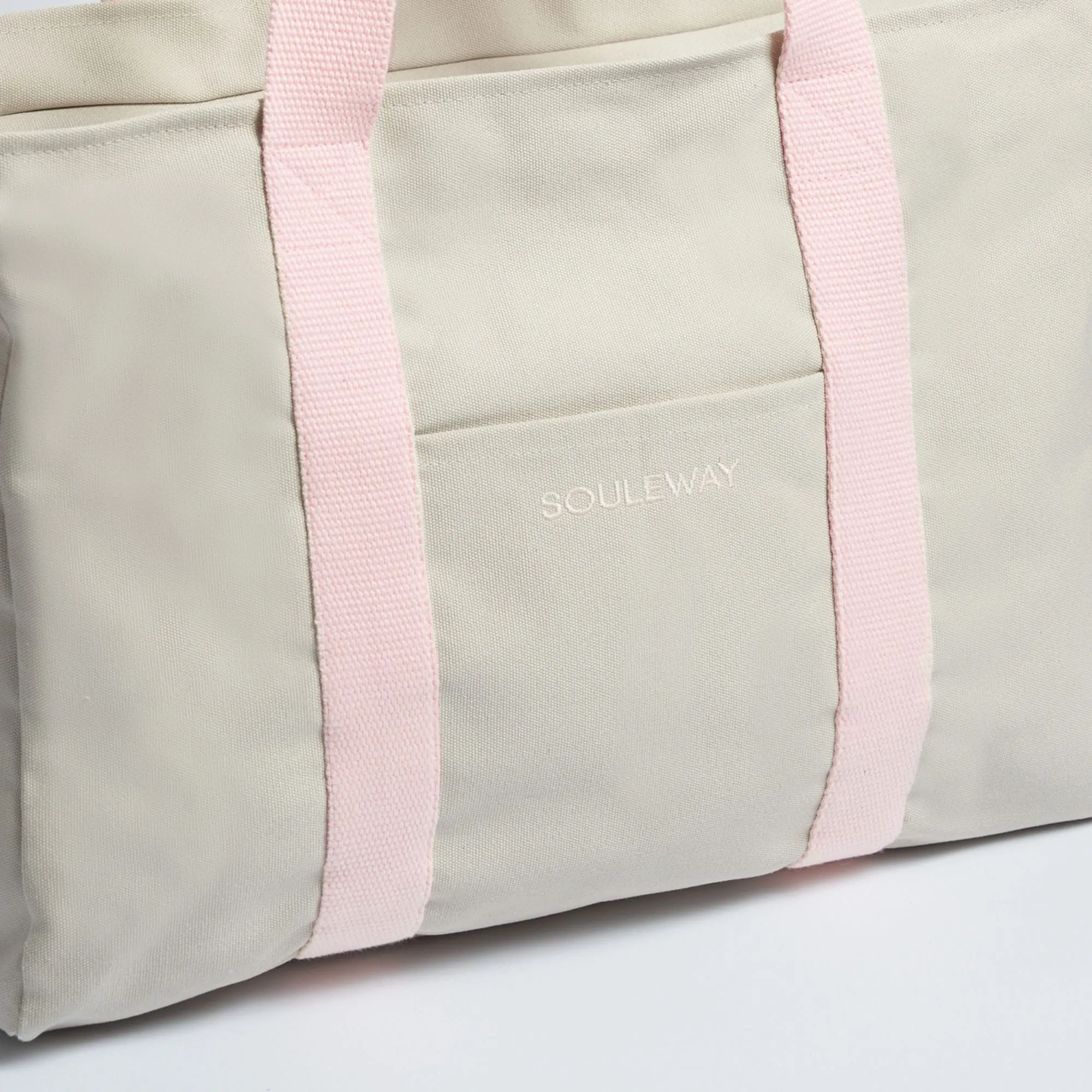 Natural Cotton Canvas Yoga Tote | Sand & Pink