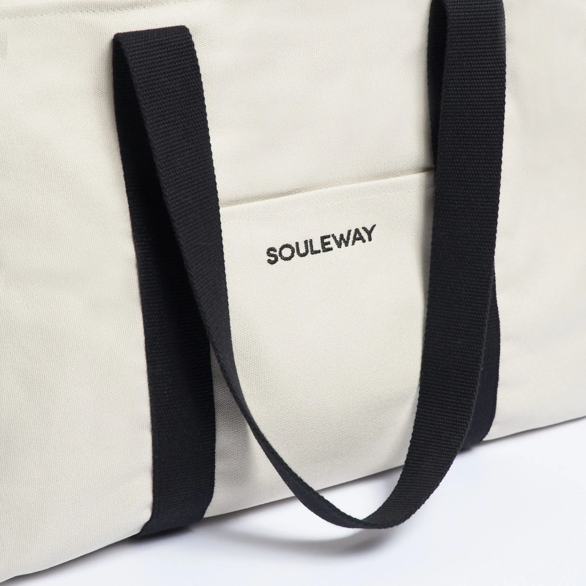 Natural Cotton Canvas Yoga Tote | Sand & Pink