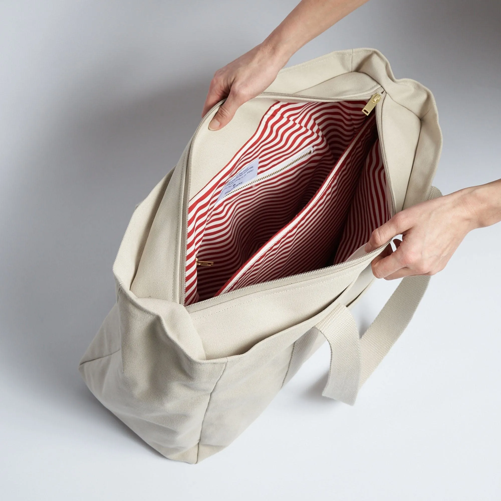 Natural Cotton Canvas Yoga Tote | Sand & Pink