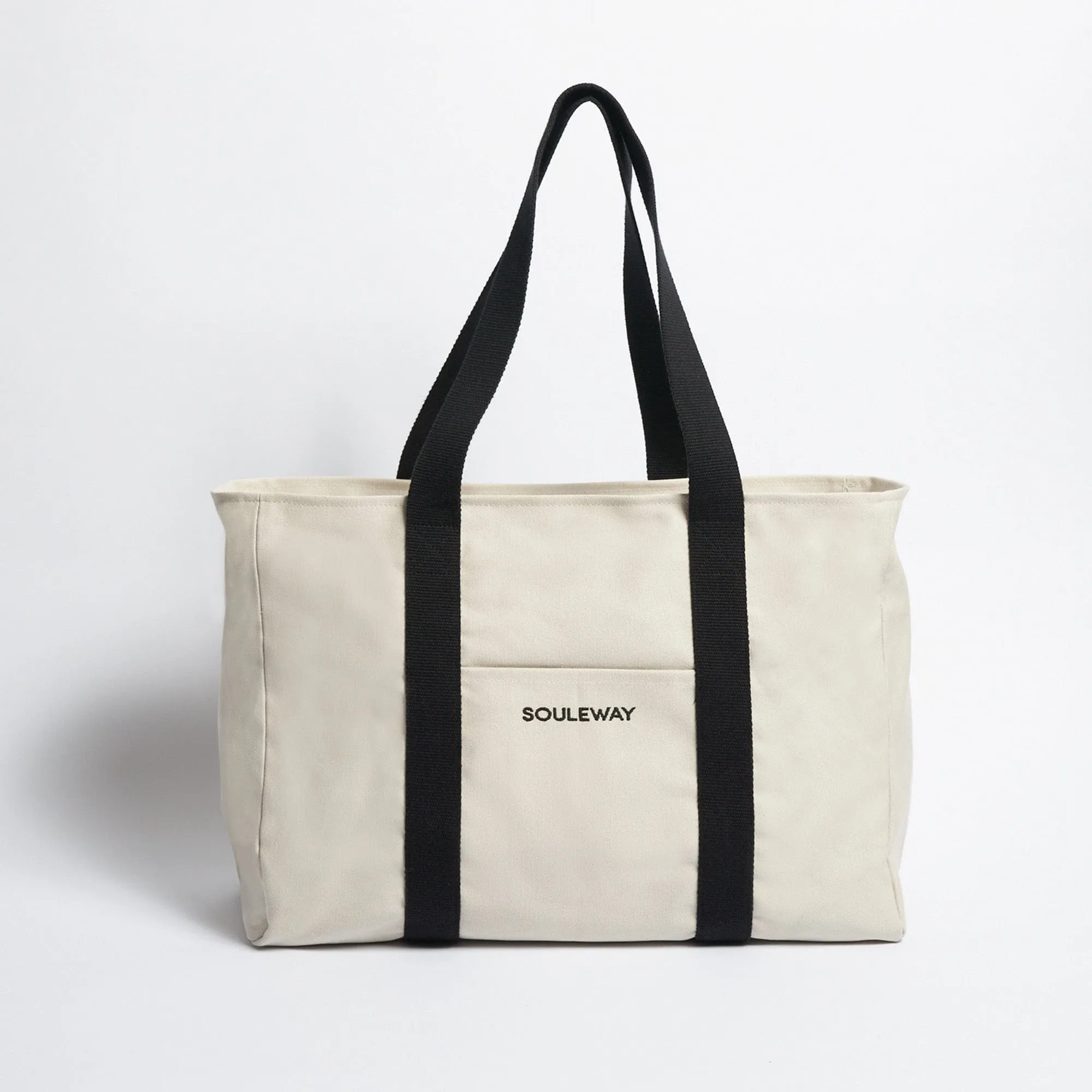 Natural Cotton Canvas Yoga Tote | Sand & Pink