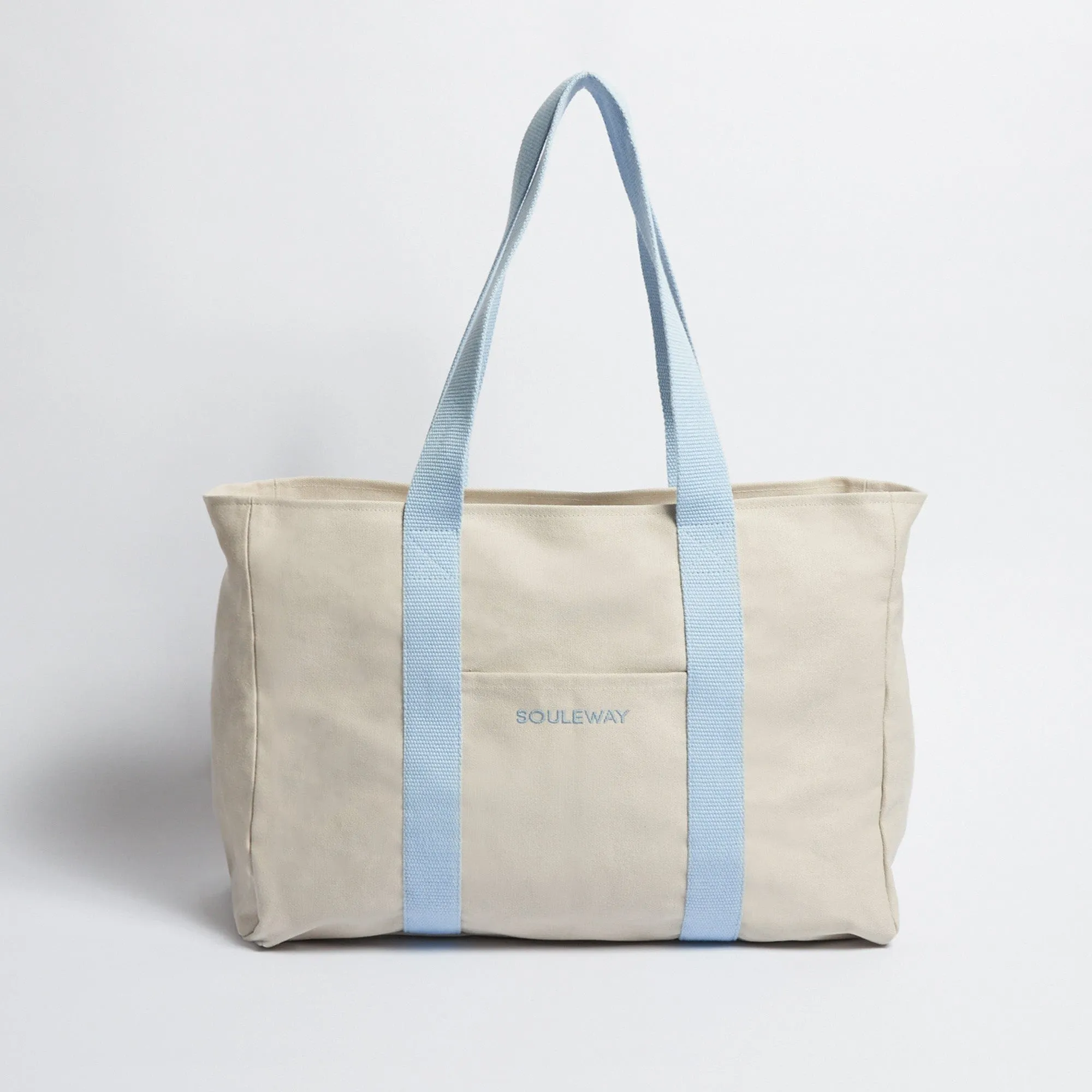 Natural Cotton Canvas Yoga Tote | Sand & Pink
