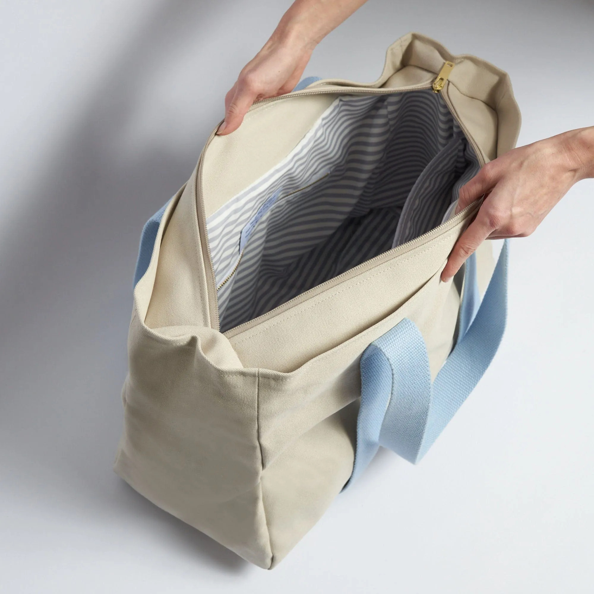 Natural Cotton Canvas Yoga Tote | Sand & Pink