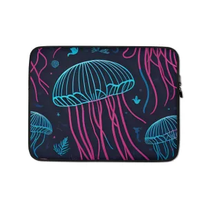 Neon Blue & Pink Jellyfish Laptop Sleeve