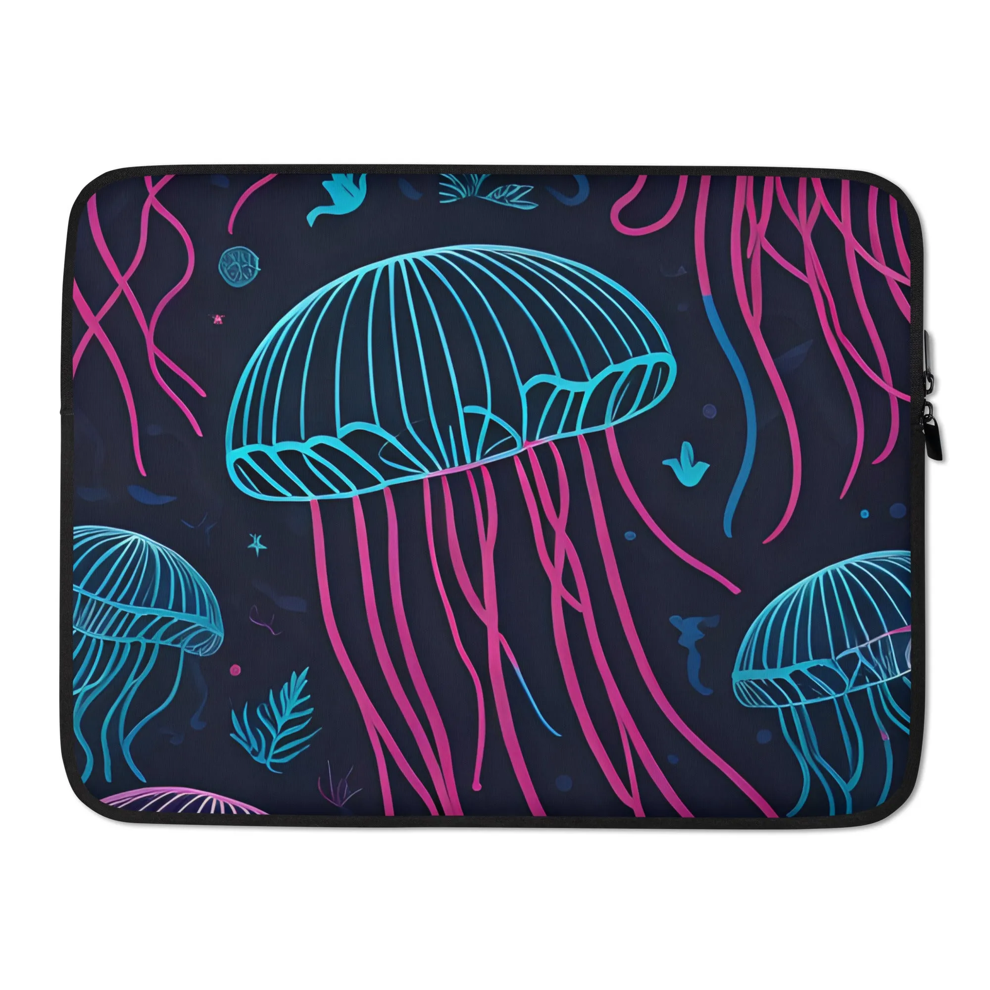 Neon Blue & Pink Jellyfish Laptop Sleeve