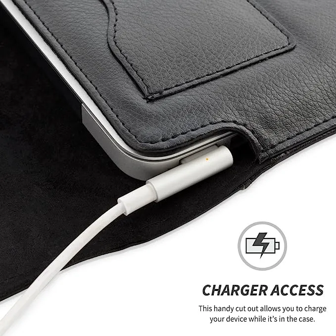 New Snugg 13 Inch Black Leather Sleeve Case For Macbook Air & Macbook Pro