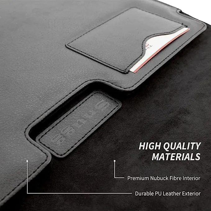 New Snugg 13 Inch Black Leather Sleeve Case For Macbook Air & Macbook Pro