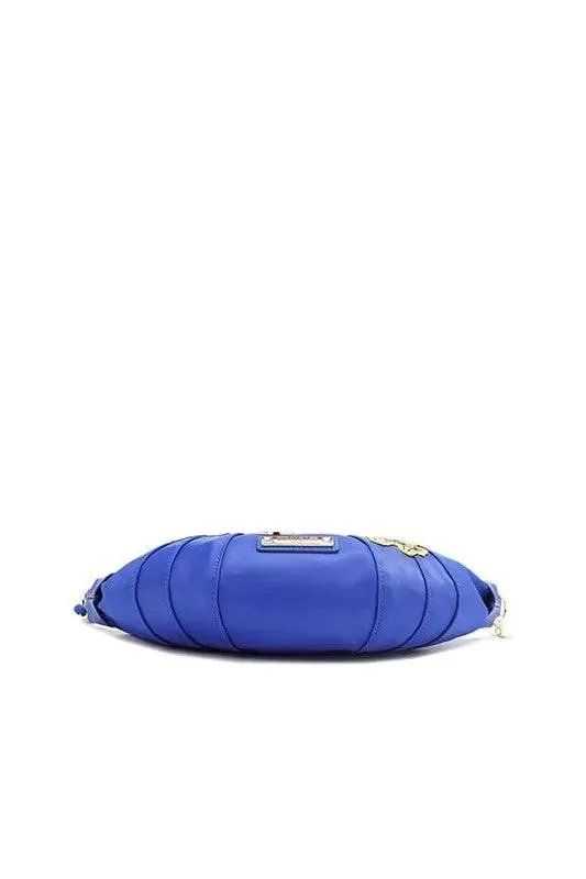 Nicole Lee USA Patch Croissant Bag - Small Vegan Leather Shoulder Bag with Travel-Inspired Embroidered Patches