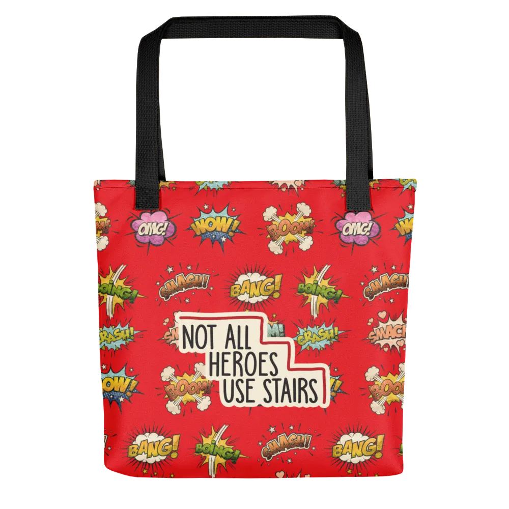 Not All Heroes Use Stairs (Tote Bag) Comic Book Speech Bubbles Pattern