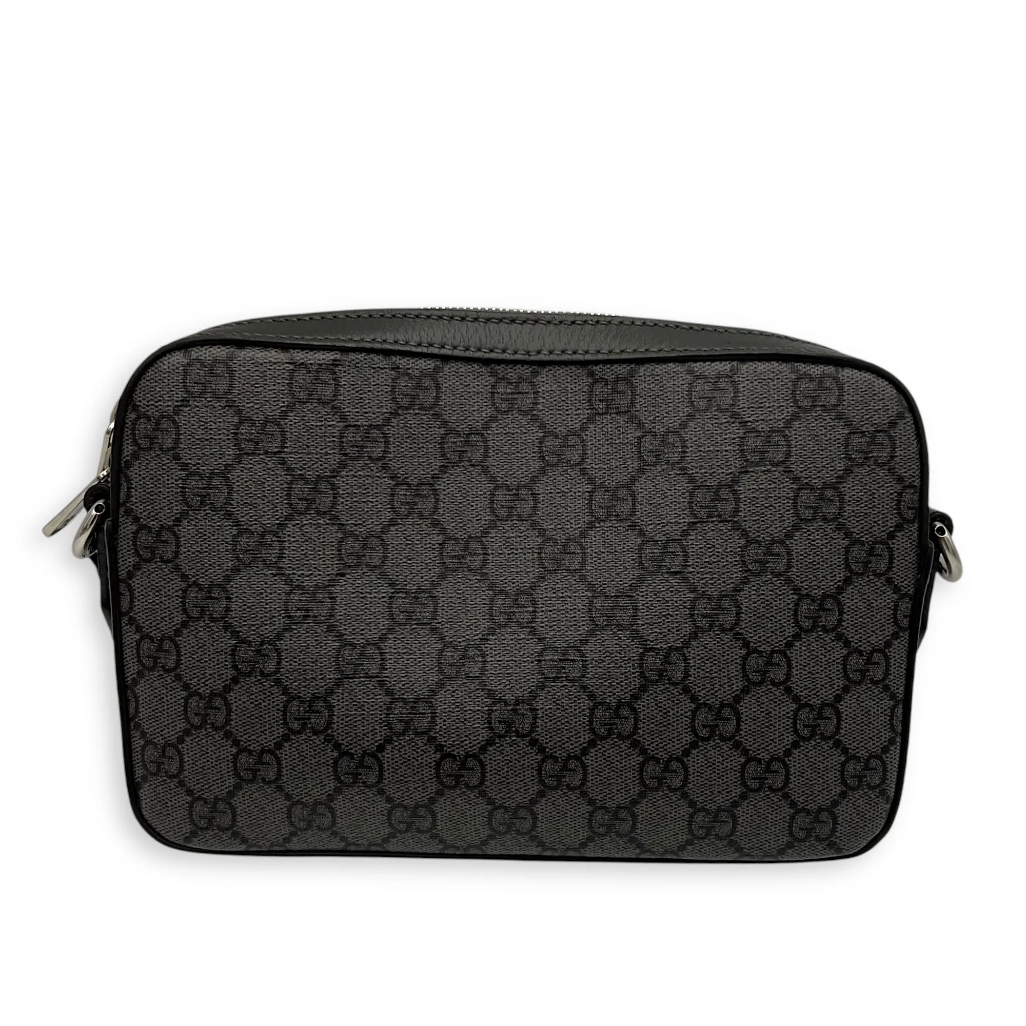 Ophidia Crossbody Bag Black in Coated Canvas, Silver hardware