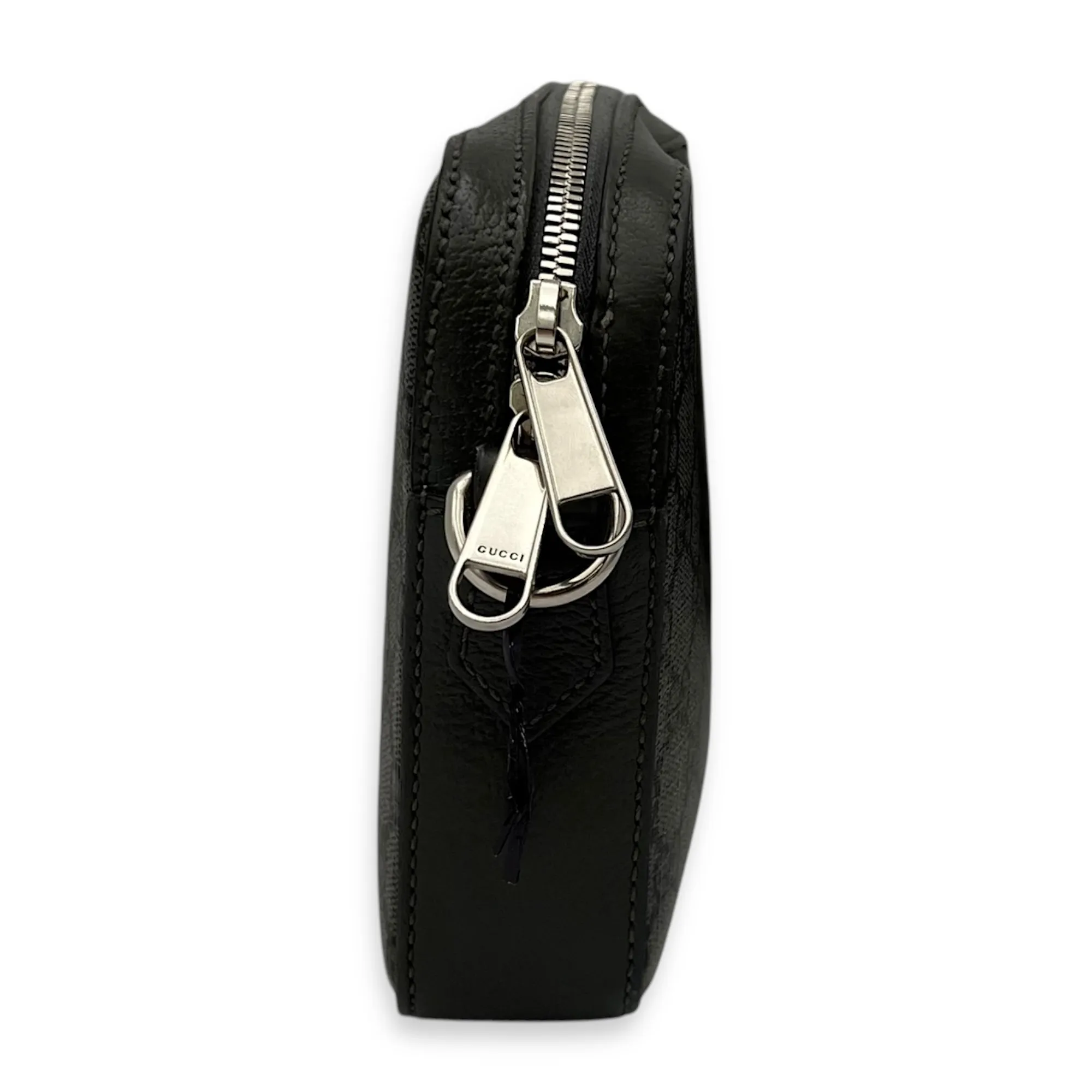 Ophidia Crossbody Bag Black in Coated Canvas, Silver hardware