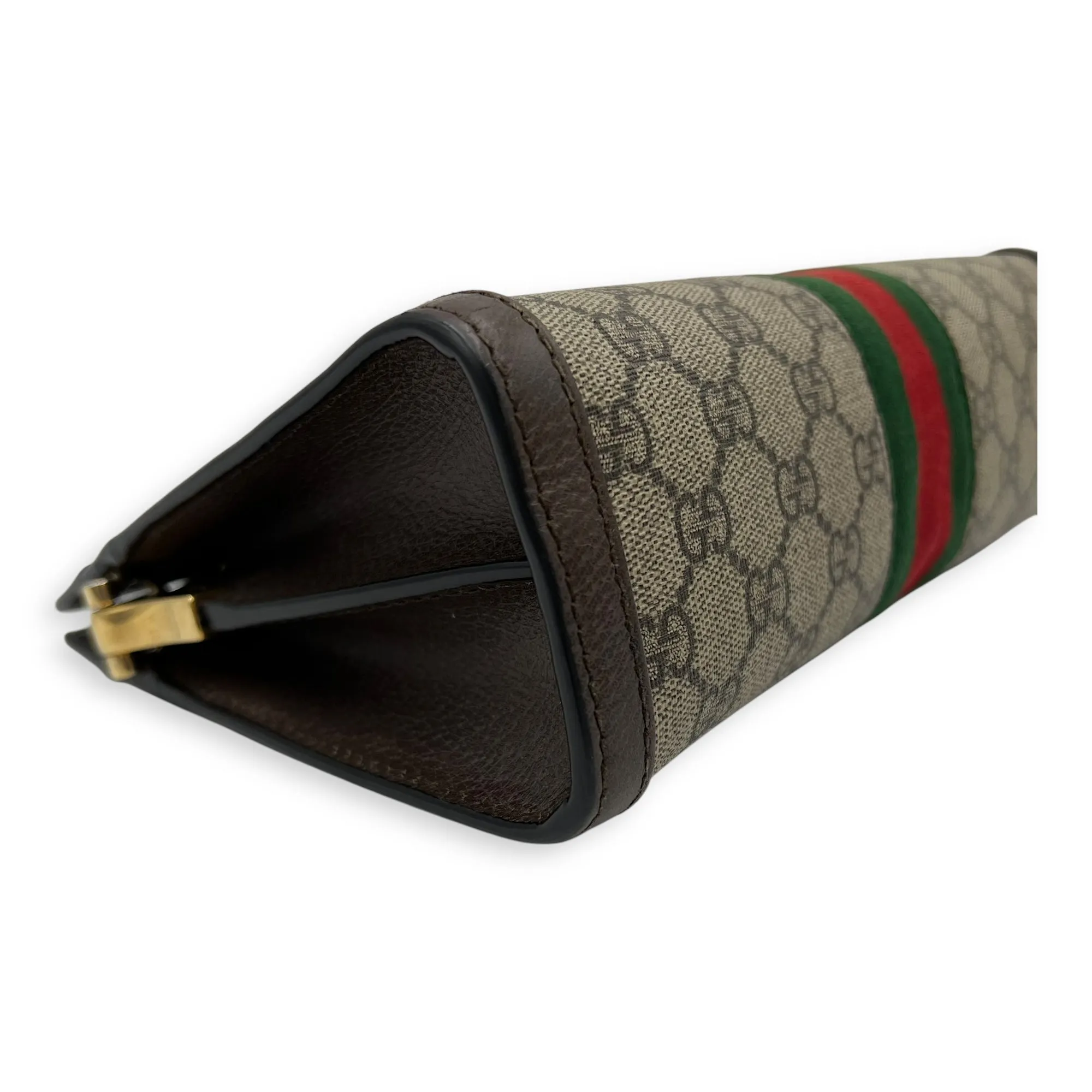 Ophidia Crossbody Bag Brown in Coated Canvas, Gold hardware