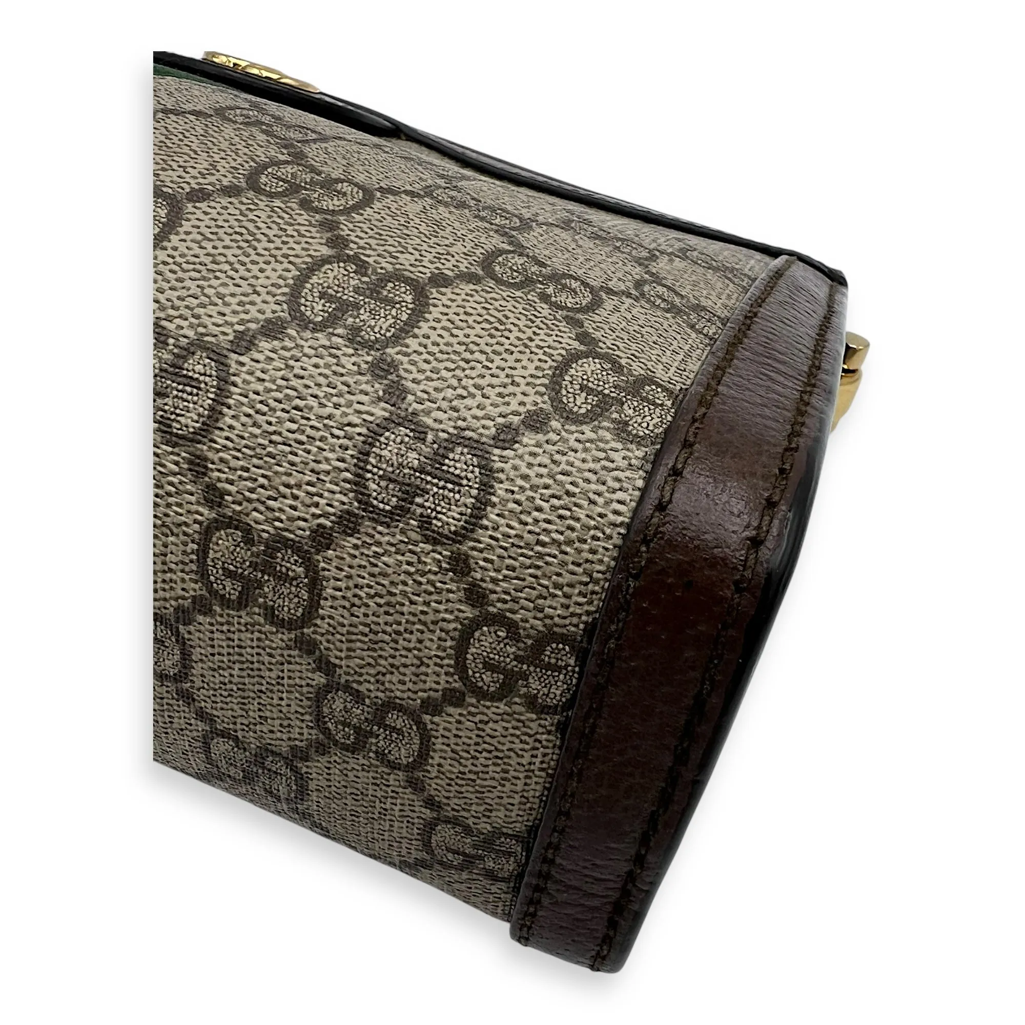 Ophidia Crossbody Bag Brown in Coated Canvas, Gold hardware