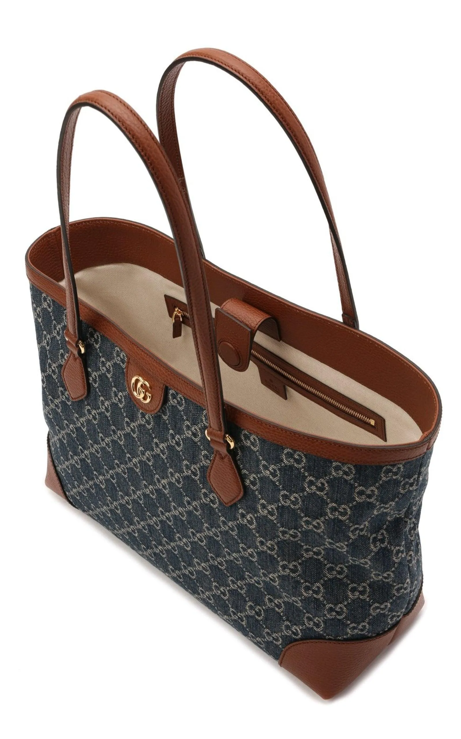 Ophidia GG Denim Medium Shopping Tote