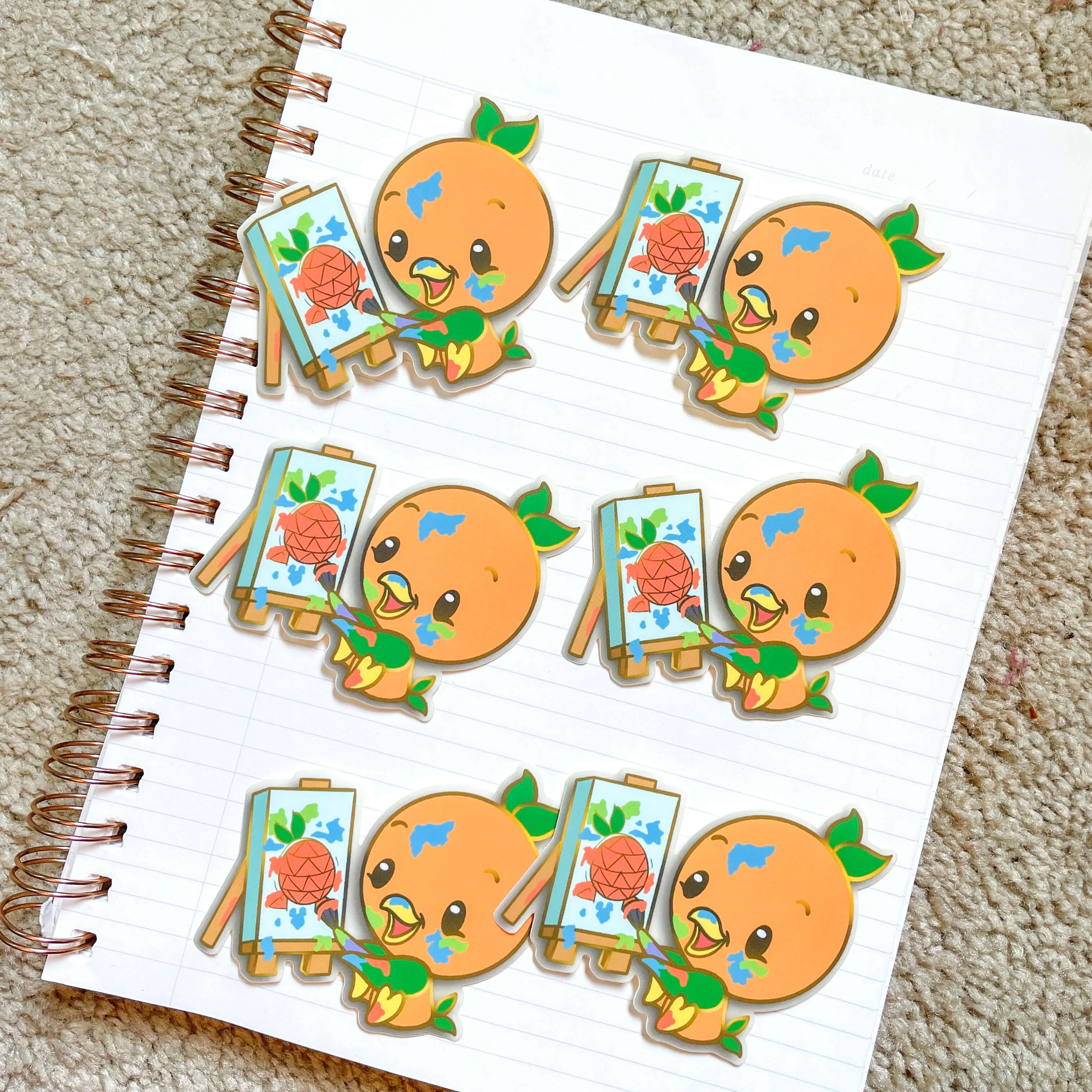 Orange Bird Sketch Sticker Clear Vinyl