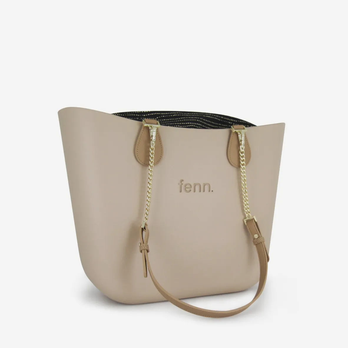 Original Handbag - Sand - Lines Inner - Light Tan Handle -Gold Chain