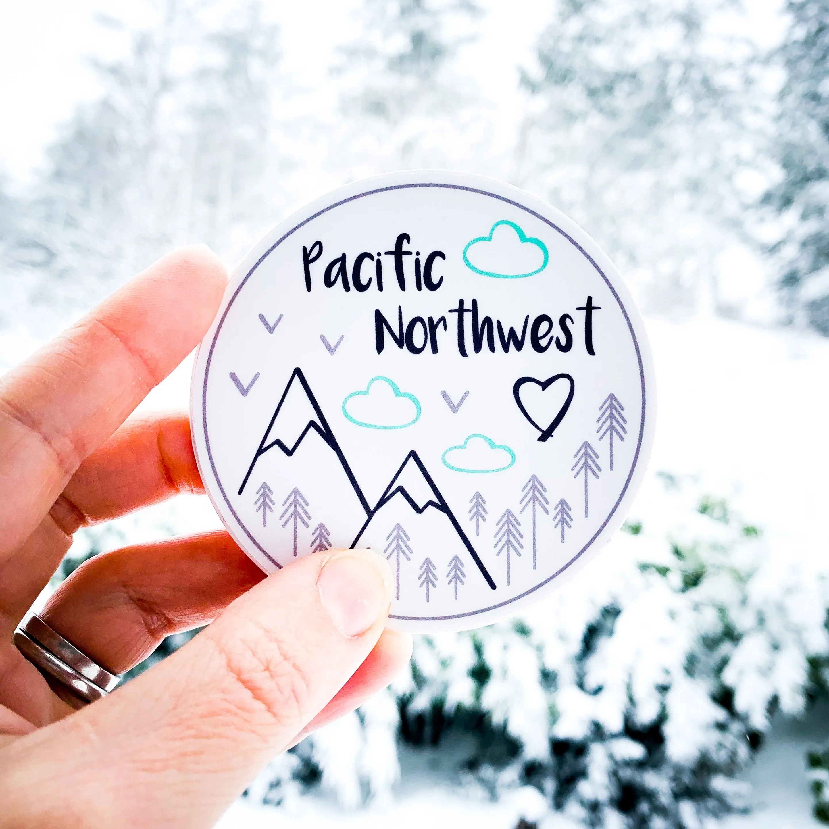 Pacific Northwest 3" White Sticker / Decal