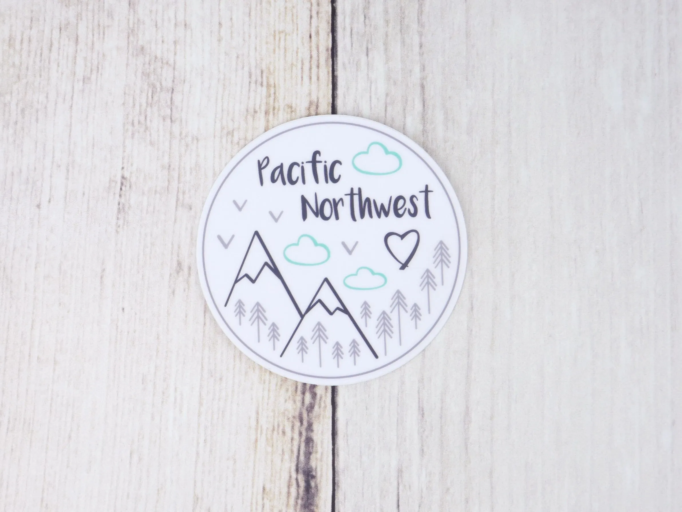Pacific Northwest 3" White Sticker / Decal
